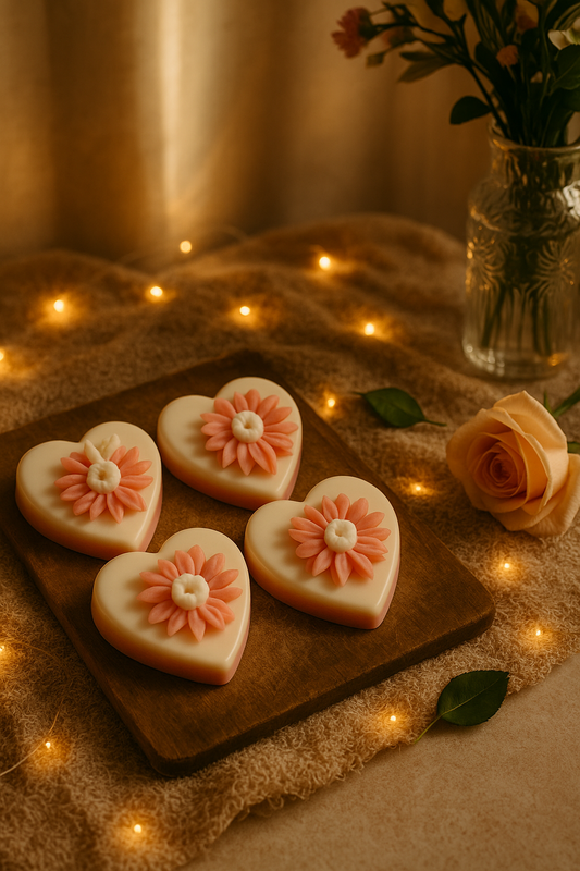 Heart-Shaped Tealight Candles with Daisy Accent (Unscented)